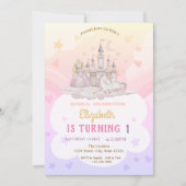 Castle Rainbow Princess Pony Birthday Einladung (Vorderseite)