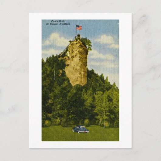 Castle Rock, St Ignace, Michigan Postkarte (Vorderseite)