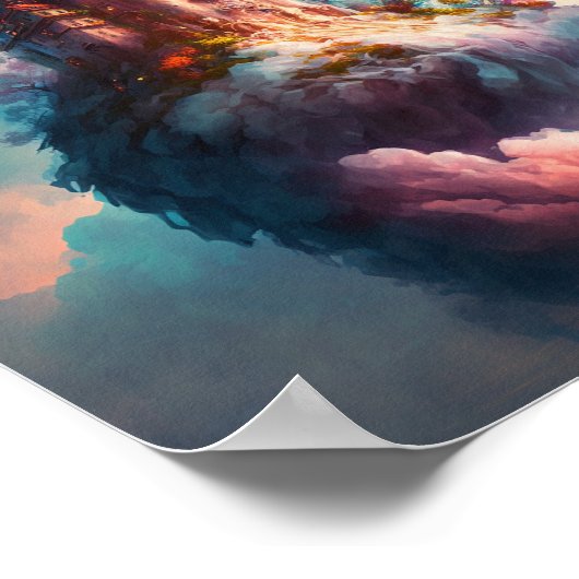 Castle Sky Clouds Fantasy Art Poster (Ecke)