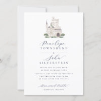 Castle Watercolor Illustration Script Wedding