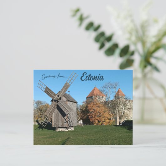 Castle Windmill in Kuressaare Saare County Estonia Postkarte (Stehend Vorderseite)