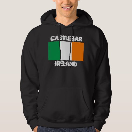 Castlebar, Irland mit irischer Flagge Hoodie (Vorderseite)