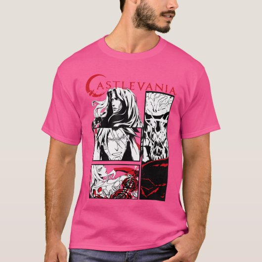 Castlevania Schwarz Weiß Comic Panels T-Shirt (Vorderseite)