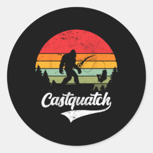 Castquatch Lustig Byss Fischer Angeln Meme Runder Aufkleber