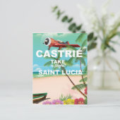 Castrie Saint Lucia Vintage Reiseplakat Postkarte (Stehend Vorderseite)