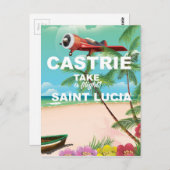 Castrie Saint Lucia Vintage Reiseplakat Postkarte (Vorne/Hinten)
