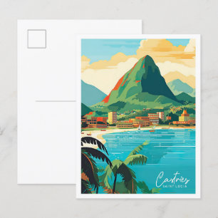 Castries Saint Lucia Vintage Reiseillustration Postkarte