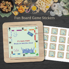 Casual and Fun Board Game Night Square Sticker
