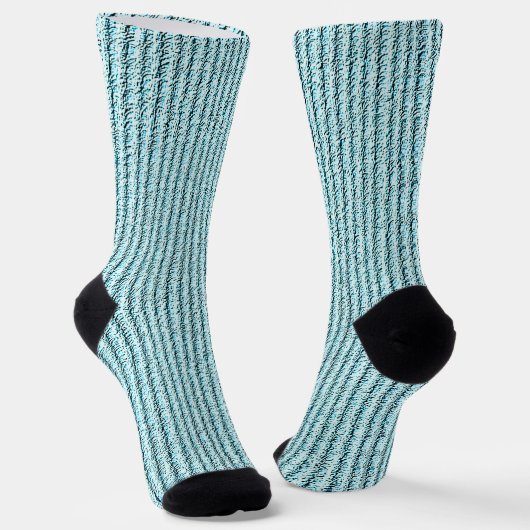 Casual Aqua Corduroy Stripe Pattern  Socken (Gewinkelt)