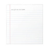 Casual Binder Paper Lined To Do List + Name Notizblock (Vorderseite)
