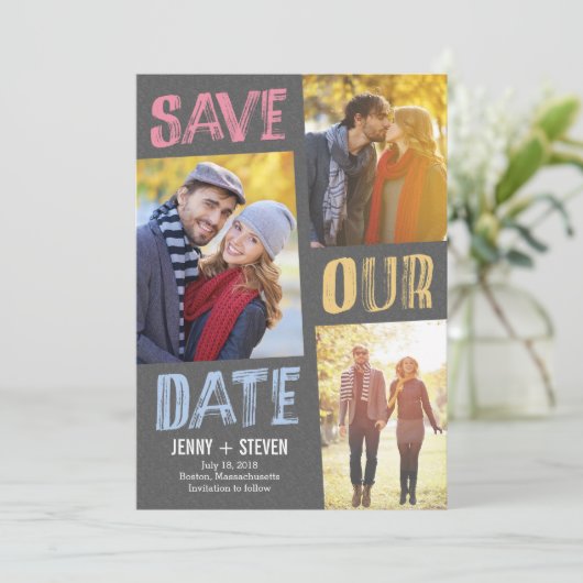 Casual Chic Save the Date Card (Stehend Vorderseite)