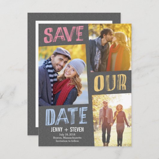 Casual Chic Save the Date Postcard Ankündigungspostkarte (Vorne/Hinten)