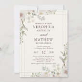 Casual Cream Spring Floral Wedding Invitations Einladung (Vorderseite)