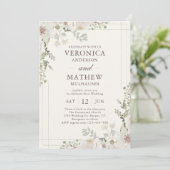 Casual Cream Spring Floral Wedding Invitations Einladung (Stehend Vorderseite)