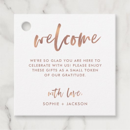 Casual Script | Begrüßungsbeutel oder -körbe Geschenkanhänger (Vorderseite)