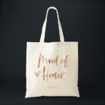 Casual Script | Chic Rose Gold Trauzeugin Geschenk Tragetasche<br><div class="desc">Diese stilvolle und schicke Geschenktasche aus Brautparty bietet moderne,  lässige Imitate Rose Goldskripttypografie,  die "Trauzeugin" sagt,  und ein trendiges,  mit einem Schreib geschrieftes Herz,  mit ihrem Namen in einem fett gedruckten Text. Das perfekte Hochzeitsgeschenk für Ihre gesamte Hochzeitsfeier.</div>