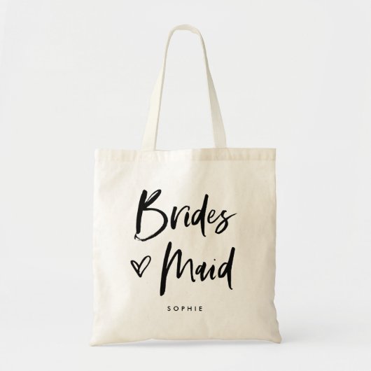 Casual Script | Chic Simple Bridesmaid Geschenk Tragetasche (Vorne)