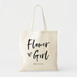 Casual Script | Chic Simple Flower Girl Gift Tragetasche<br><div class="desc">Diese stilvolle und schicke Geschenktasche aus Brautparty besticht durch eine moderne,  lässige Typografie mit schwarzer Schrift,  in der "Blumenmädchen" steht,  sowie durch ein trendiges,  mit einem Schreib versehenes Herz. Das perfekte Hochzeitsgeschenk für Ihre gesamte Hochzeitsfeier.</div>