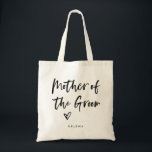 Casual Script | Chic Simple Mother of the Groom Tragetasche<br><div class="desc">This stylish and chic bridal party gift bag features modern,  casual black script typography that says "Mother of the Groom, " and a trendy scribbled heart,  with her name in simple bold text. The perfect elegant wedding gift for your entire wedding party.</div>
