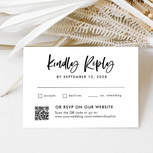 Casual Script | Kombo und Traditionell mit QR-Code RSVP Karte