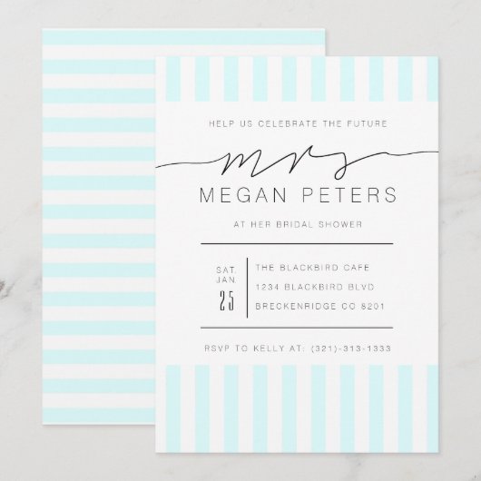 Casual Script | Modernes Minze Brautparty Einladung (Vorne/Hinten)