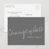Casual Script | Silbergrauer Wechsel des Hochzeitd Postkarte (Vorne/Hinten)