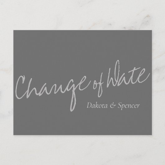 Casual Script | Silbergrauer Wechsel des Hochzeitd Postkarte (Vorderseite)