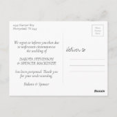 Casual Script | White Gray Postponed Wedding Postkarte (Rückseite)