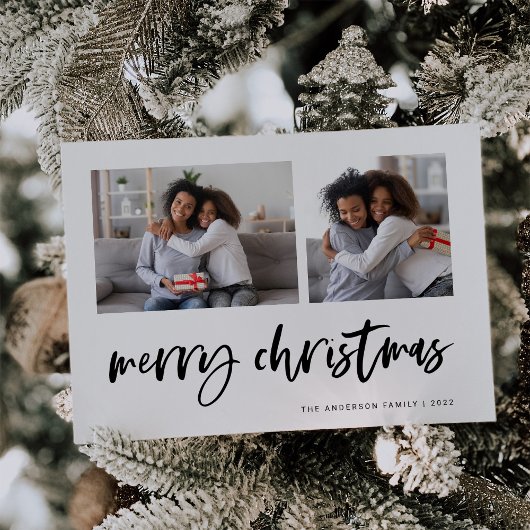Casual Script Zwei-Foto-Raster | Frohe Weihnachten