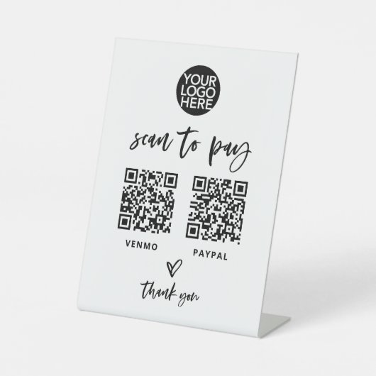 Casual Script | Zwei Möglichkeiten, Scannable QR C Sockelschild (Vorderseite)