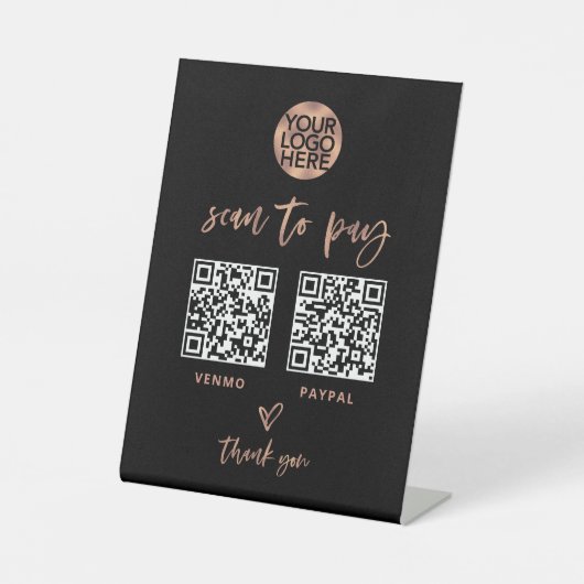 Casual Script | Zwei Möglichkeiten, Scannable QR C Sockelschild (Vorderseite)