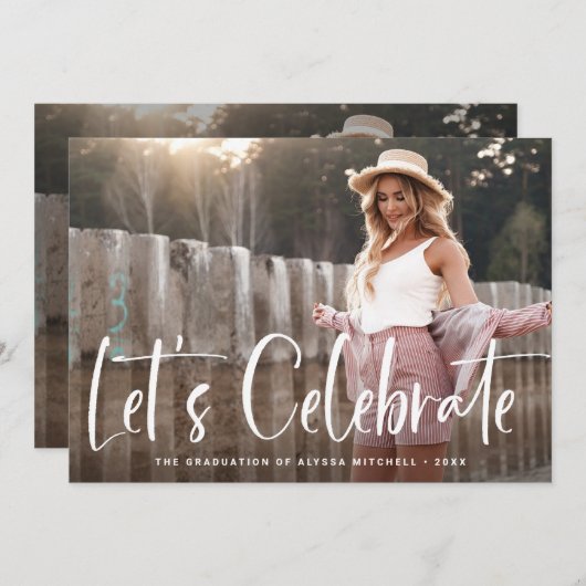 Casual Script | Zweite Foto-Graduierungspartei Einladung (Vorne/Hinten)