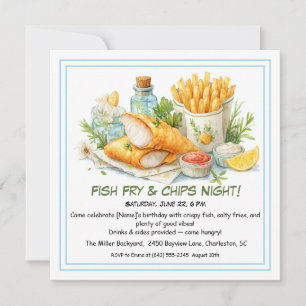 Casual Seafood - Fischbraten und Pommes Frites Geb Feiertagskarte