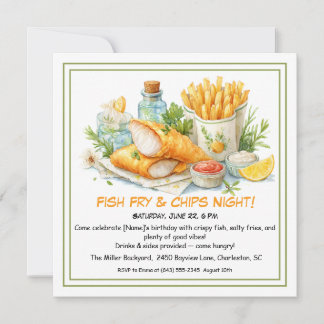 Casual Seafood - Fish Fry & Chips Birthday  Feiertagskarte