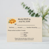 Casual Sunflower RSVP Karte (Stehend Vorderseite)