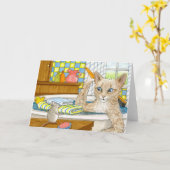 Cat 345 funny Greeting Card Karte (Gelbe Blume)