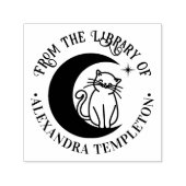 Cat #3 auf einem Crescent Moon Library Book Name Permastempel (Design)