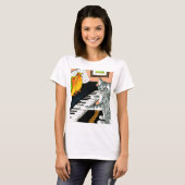 Cat 457 playing Piano Birds T-Shirt (Vorne ganz)