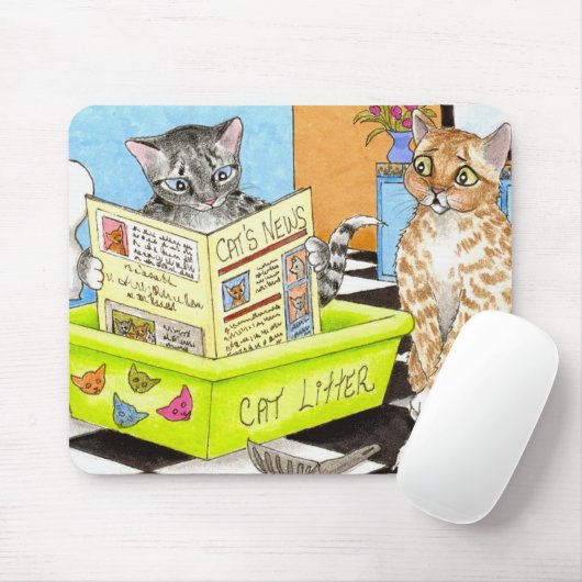 Cat 464 lustige Badezimmerkunst Mousepad (Mit Mouse)