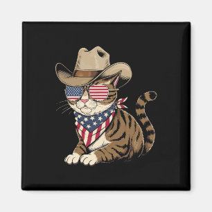 Cat 4. Juli für Cowboy Lover US American Flag Magnet