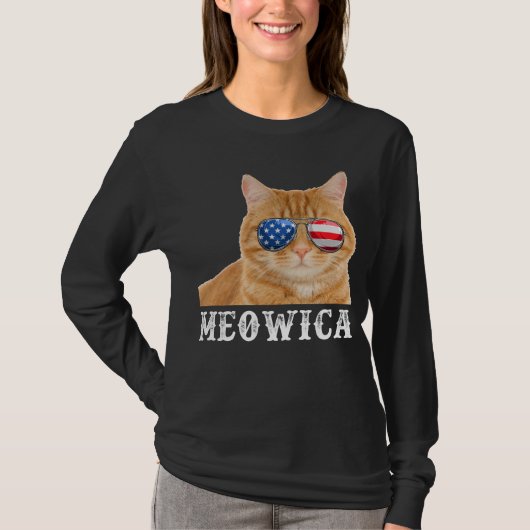 Cat 4. July Kitten Merica USA American Flag T-Shirt (Vorderseite)