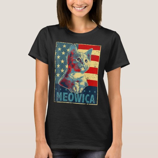 Cat  4th Of July American US Flag T-Shirt (Vorderseite)