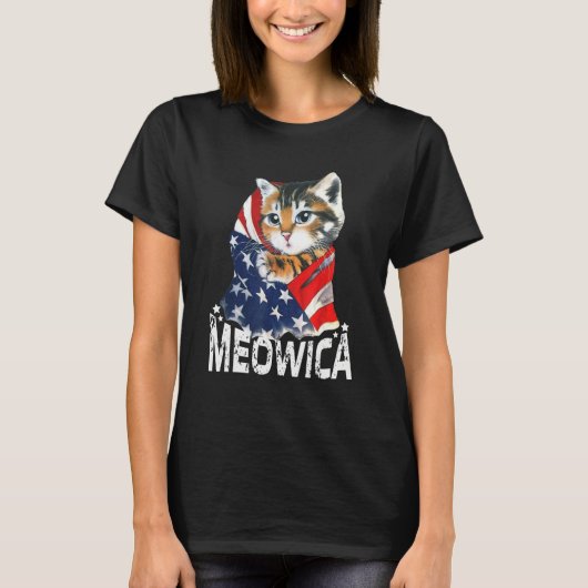 Cat 4th Of July Meowica Patriotic Kitten American T-Shirt (Vorderseite)