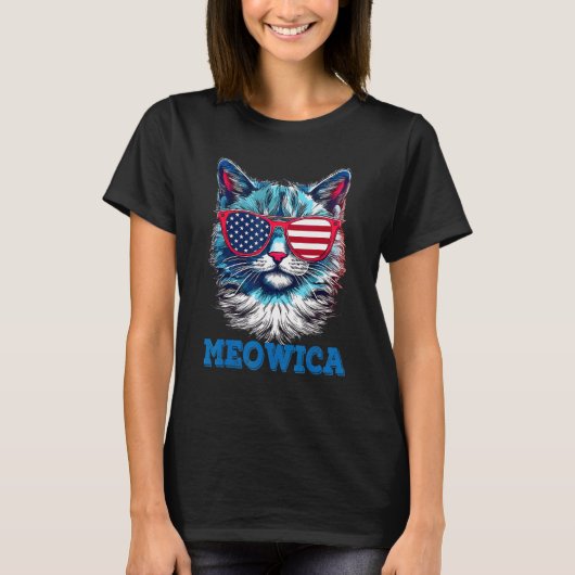 Cat 4th of July Meowica Patriotic T-Shirt (Vorderseite)