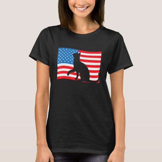 Cat 4th Of July US Flag Patriotic American T-Shirt (Vorderseite)