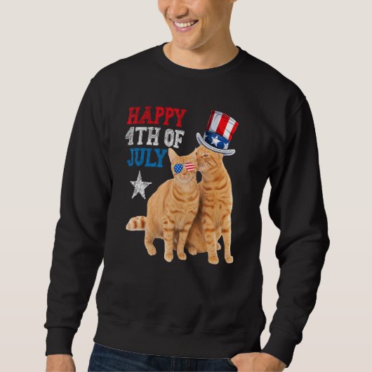 Cat 4th of July USA Flag Family Matching Couples F Sweatshirt (Vorderseite)