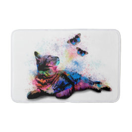 Cat 614 pink blue butterfly badematte