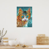 Cat 685 Turquoise Orange Poster (Küche)