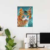 Cat 685 Turquoise Orange Poster (Heimbüro)