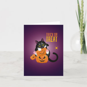 Cat-Abbildung auf der Karte "Happy Halloween"